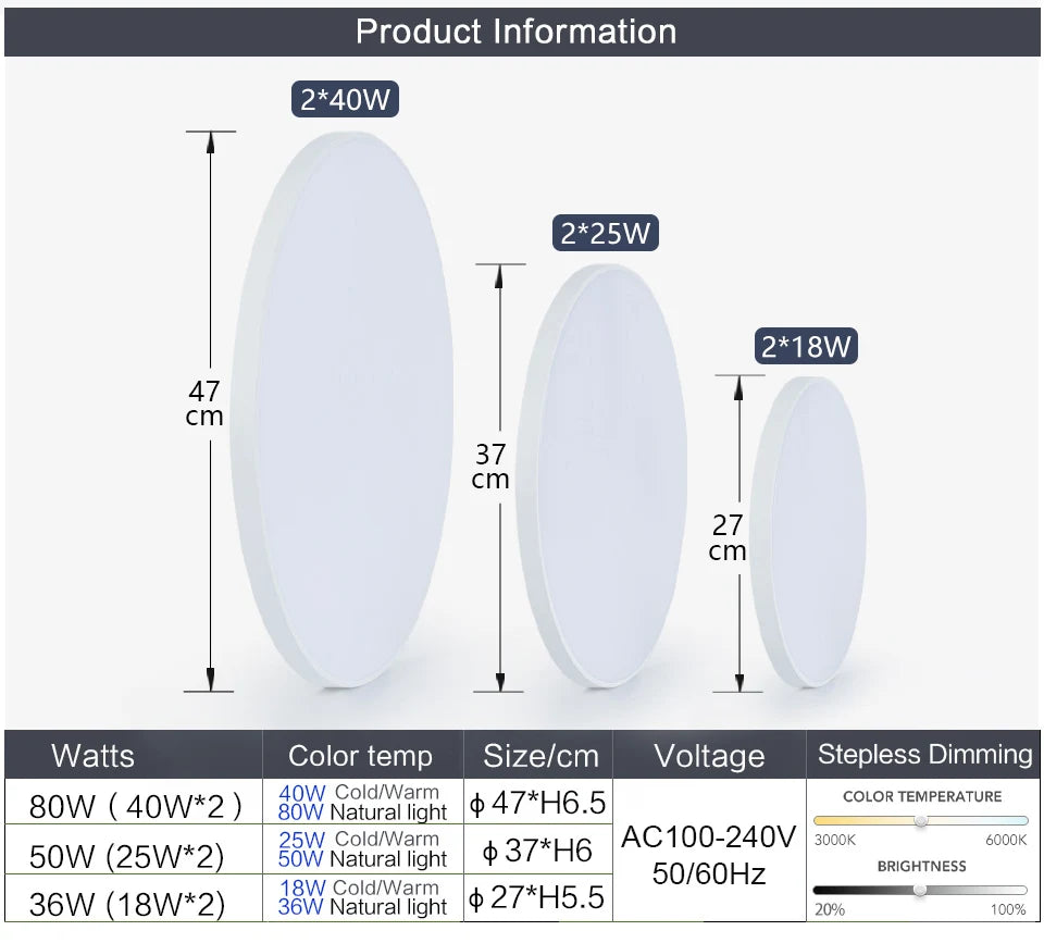 Intelligente LED-Deckenleuchte, 36 W, 50 W, dimmbar, moderne LED-Deckenleuchten mit APP-Fernbedienung für Schlafzimmer, Wohnzimmer.