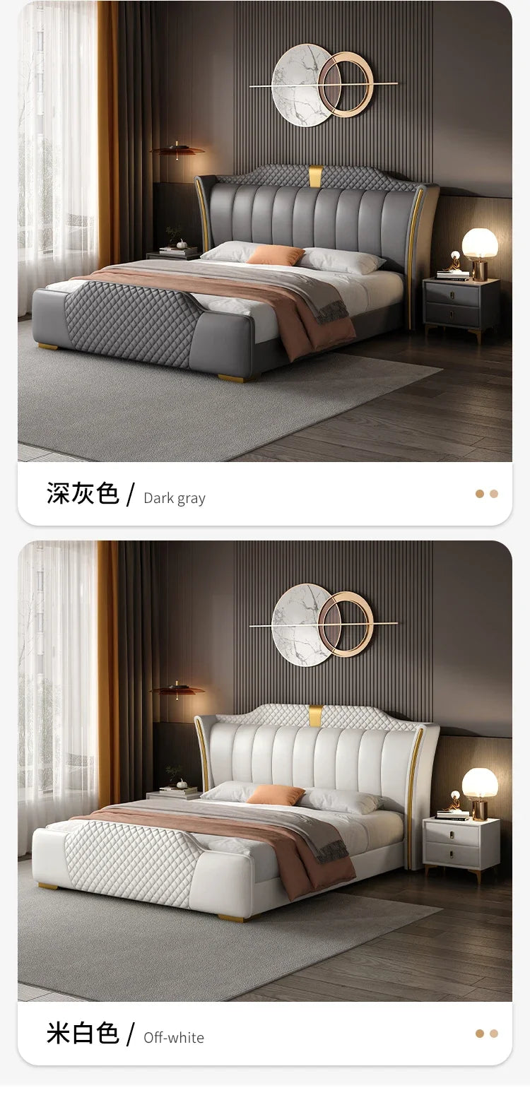 Luxuriöses Doppelbett mit Rahmen, 200 x 200 cm, King-Size-Bett, beleuchtet, 180 x 200, Queen-Size-Bett, luxuriöses, modernes, voll beleuchtetes 2-Personen-Schlafzimmer-Wohnmöbel