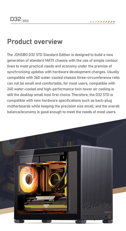 Jonsbo D32 STD/PRO MINI Desktop Case MINI-ITX MATX PC Case Support ATX/SFX Power Supply 240Water Cooling Computer Office Chassis.