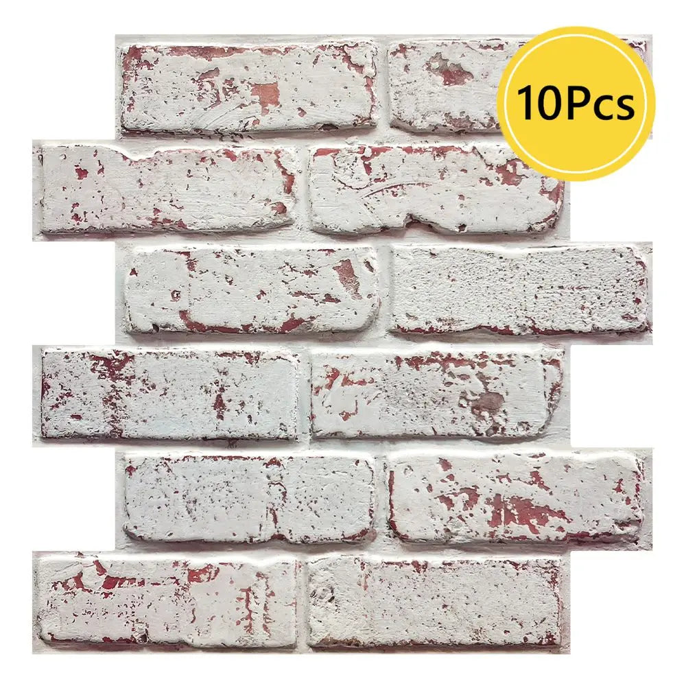 10pcs 3D Faux Brick Wall Sticker, Self-adhesive Wall Panels for Kitchen Backsplash, Bedroom, Living Room Decor, 30 x 30cm