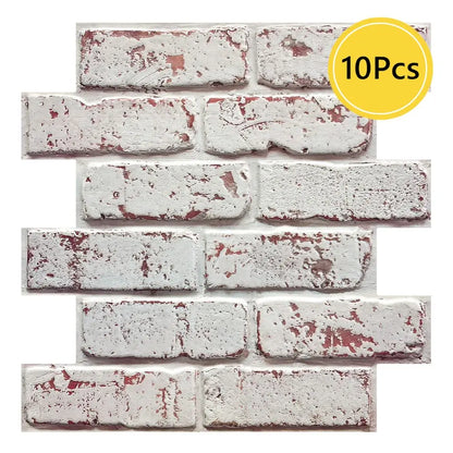10pcs 3D Faux Brick Wall Sticker, Self-adhesive Wall Panels for Kitchen Backsplash, Bedroom, Living Room Decor, 30 x 30cm