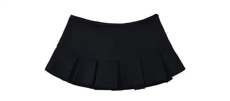Mooyufon Fabric Y2K Mini Skirt Women Low Waist Wide Pleat Light Grey Sexy Vintage A-line Pleated Skirt Casual Skort Summer.