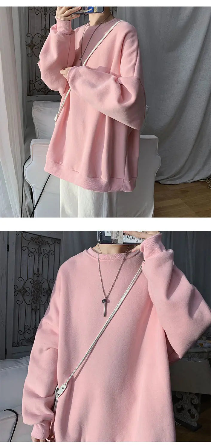 Lazy Style Simplicity Youth Loose Hoodies Sweatshirts Spring Autumn Long Sleeve Solid Casual Tops Korean Fashion Women Clothing.