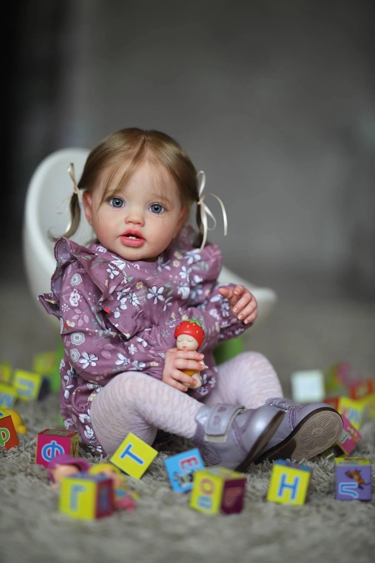 NPK 24Inch Newborn Baby Toddler Doll Reborn Lottie Princess Girl Lifelike Soft Touch 3D Skin Art Doll with Hand Rooted Hair.