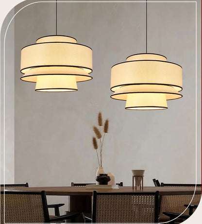 Wabi Sabi Hängende Chadnelier-Leuchte, japanische Stoff-Pendelleuchte für Schlafzimmer, Esszimmer, Küche.