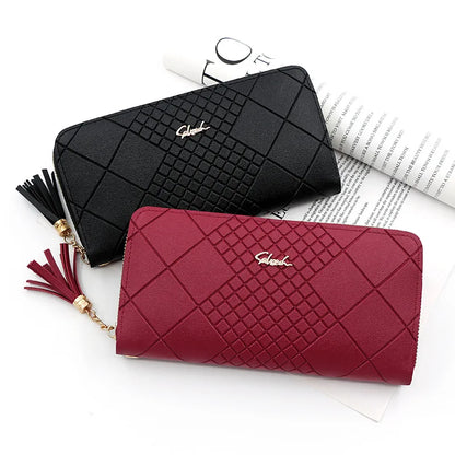 Zipper Money Coin Purse Women Card Holder Long PU Leather Clutch Wallet Large Capacity Lady Wristlet Phone HandBags Money Pocket.