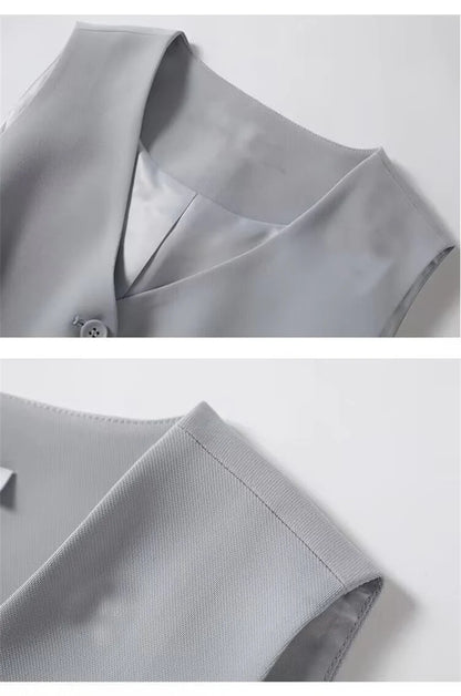 Frühling Sommer Koreanische Mode Weste 2025, Neue Frauen Kurze Mode V-ausschnitt Ärmellose Casual Blazer Weste Mäntel Weibliche Tops