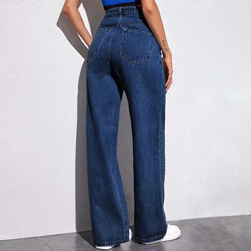 High Waist Wide Leg Jeans Women Summer New Slimming Floor Length Straight Retro American Drapey Loose Fit Casual Trousers.