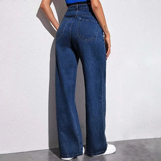 High Waist Wide Leg Jeans Women Summer New Slimming Floor Length Straight Retro American Drapey Loose Fit Casual Trousers.