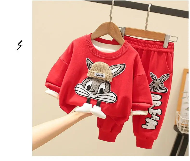 Autumn Kid Boy Clothes Set Cartoon Printed Sweatshirts Pullover Top and Pants Bottom 2pcs Suit Children Girls Outfits Tracksuits.
