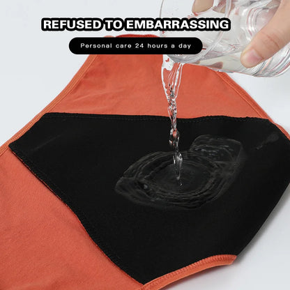 Women's Physiological Briefs 4-Layer Absorbent Leakproof Menstrual Pantie Euro Size Girl Period Panty Mid Waist Cotton Underwear.