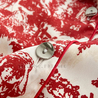 Mode Druck Blume 2PCS Pyjamas Set Frauen Nachtwäsche Frühling Sommer Hosen Anzüge Lounge Tragen Lose Satin Homewear Pijamas Anzug.