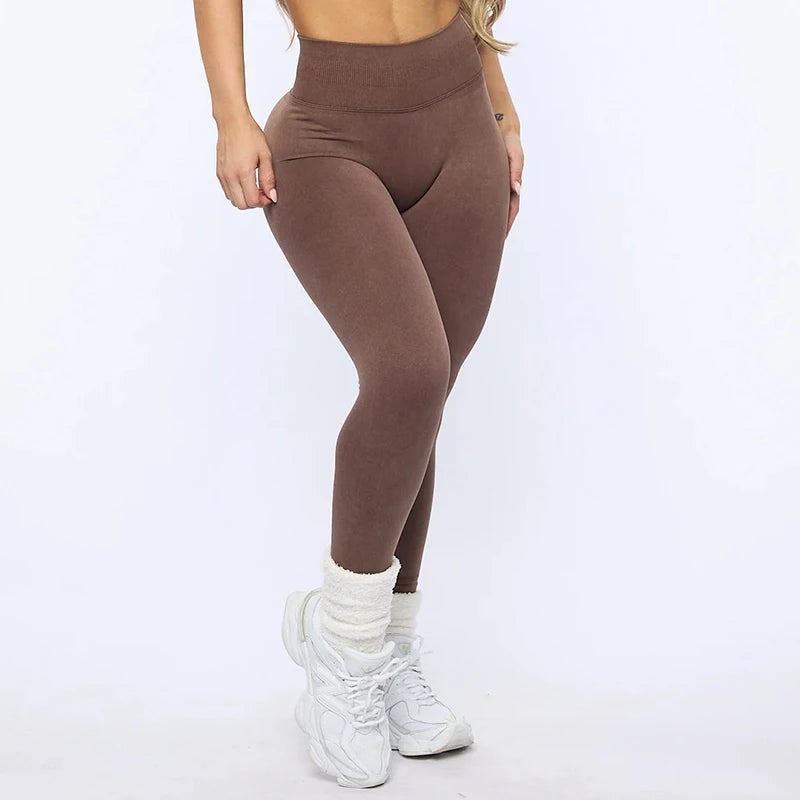 Bum Sculpting Acid Washed Scrunch Butt Leggings Women Seamless Sports Yoga Pant High Waist Ribbed Gym Tights Fitness Workout.