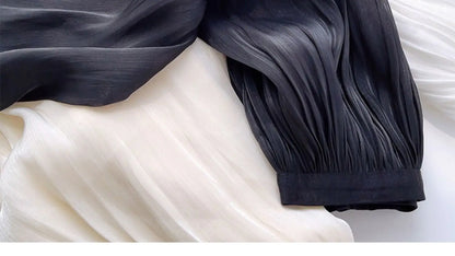 2025 Spring/Summer New Luster  A-line Women Skirt Solid Color High Waist French Paris Style Elegant Asymmetrical Skirt