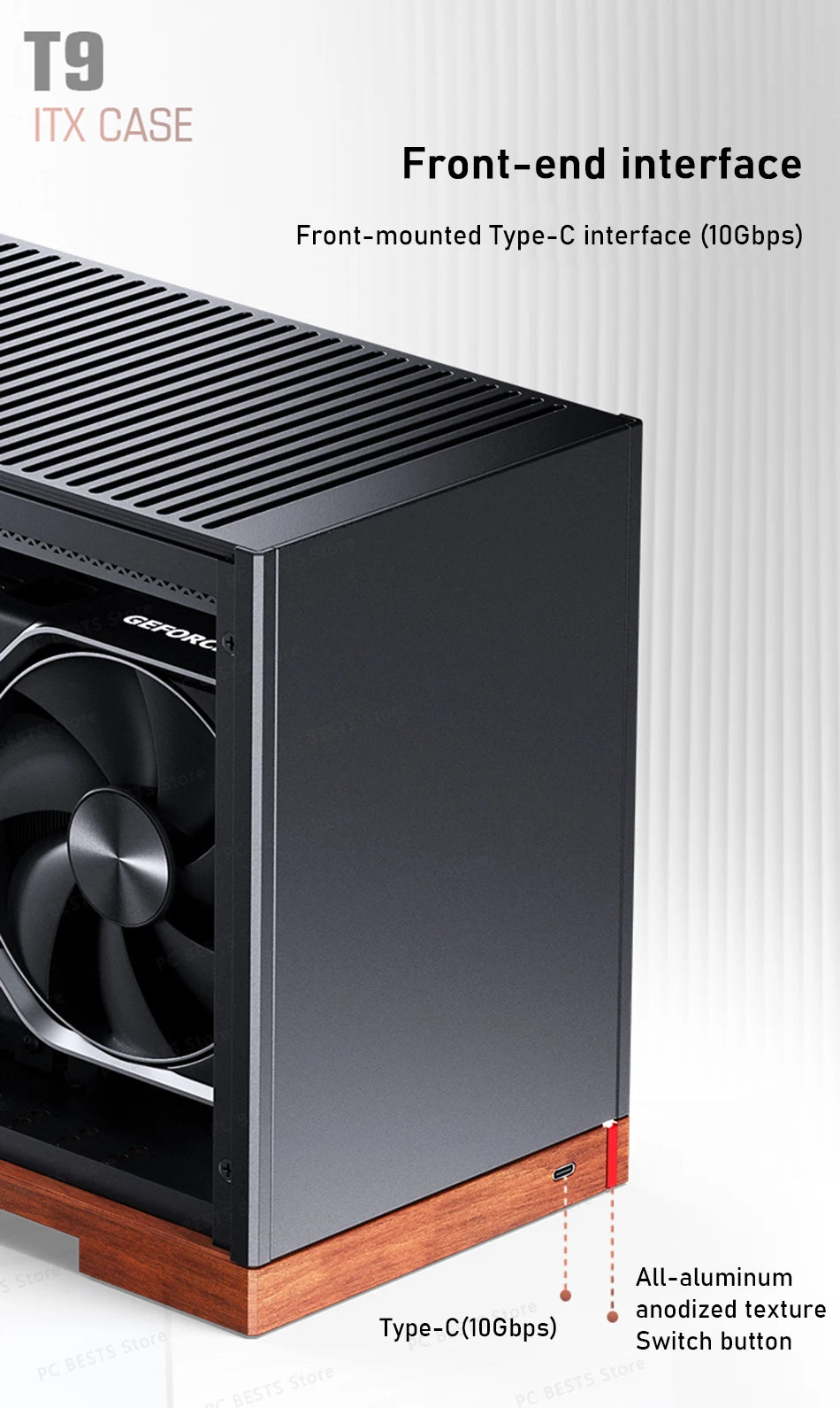 Jonsbo T9 Aluminum Alloy ITX Chassis Computer Desktop Host Shell Type-C 11L Small PC Case With PCIE 4.0 GPU Adapter Cable