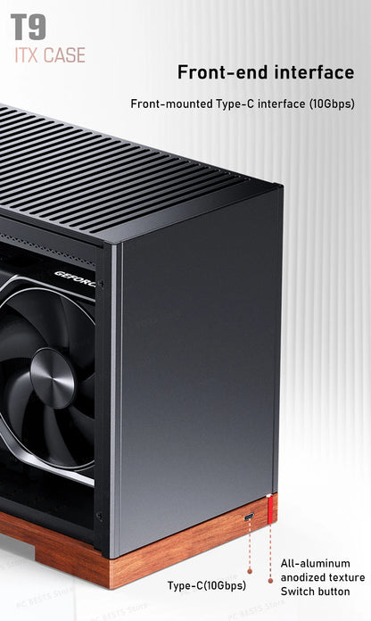 Jonsbo T9 Aluminum Alloy ITX Chassis Computer Desktop Host Shell Type-C 11L Small PC Case With PCIE 4.0 GPU Adapter Cable