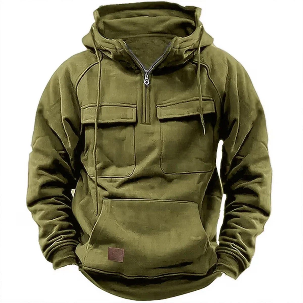 2025 New Autumn Winter Men's Hooded Solid-color Casual Hoodie Fashionable Young Man's Multi-Pocket Patch Hoodie Pullover Shirt.