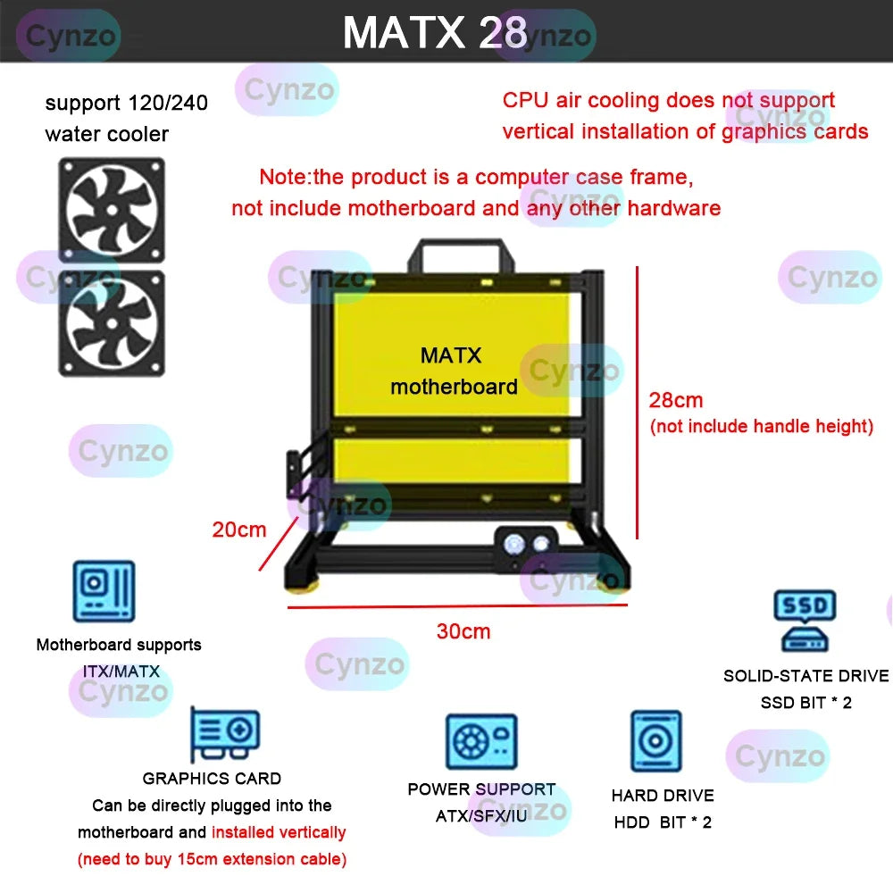 DIY  Gamer Cabinet ITX MATX ATX Open Computer Case Frame Aluminum Alloy Desktop Portable PC Rack DIY Personalized Chassis.