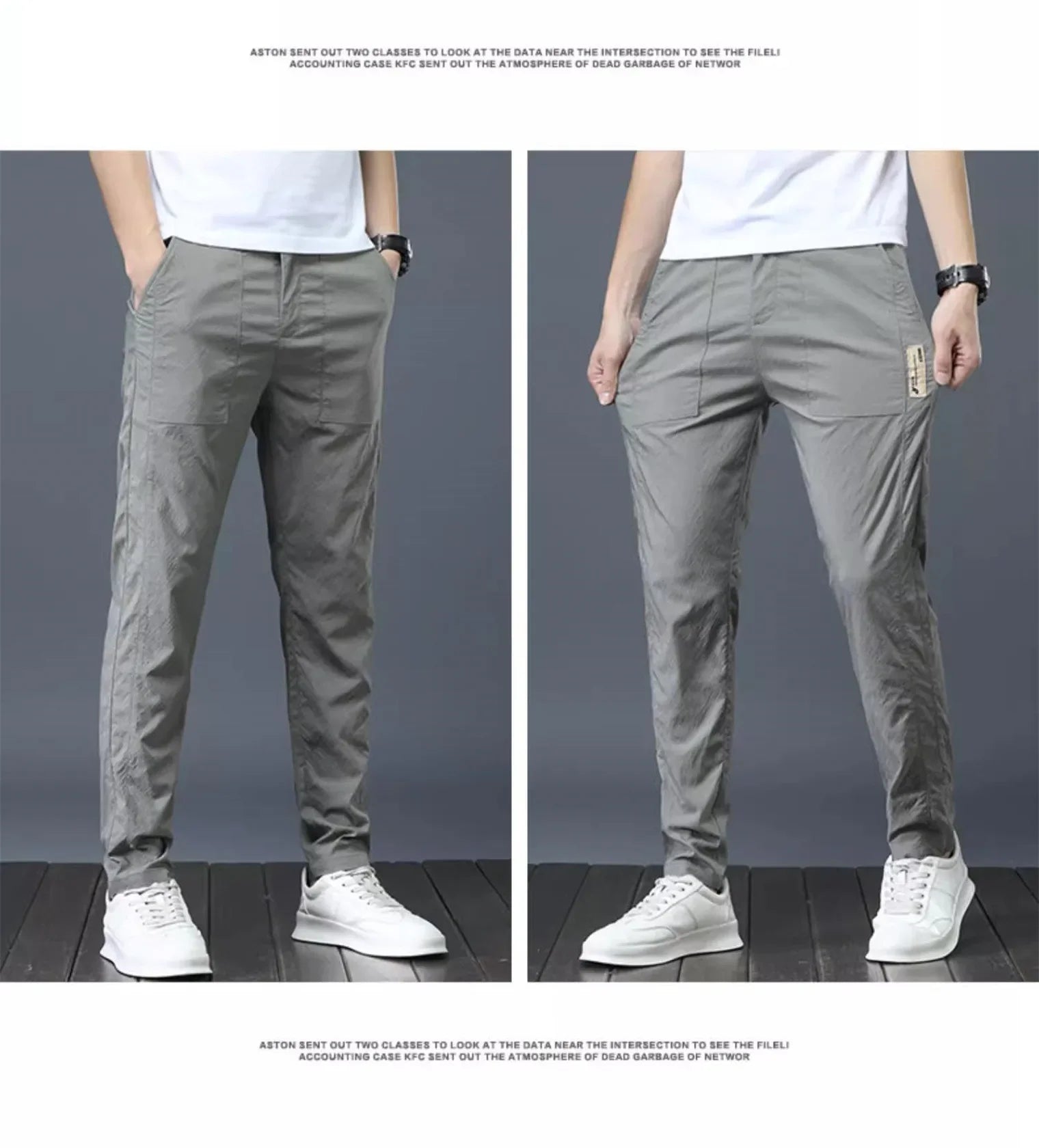 Men's Ice Silk Ultra-thin Casual Pants Korean-style Trendy Loose-fit Straight-leg Lightweight Quick-dry Long Trousers For Summer.