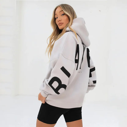 American Retro Letter Print Oversized Sweatshirt Women Harajuku Y2K Trendy Streetwear Top Chic Colorful Versatile Casual Hoodie.