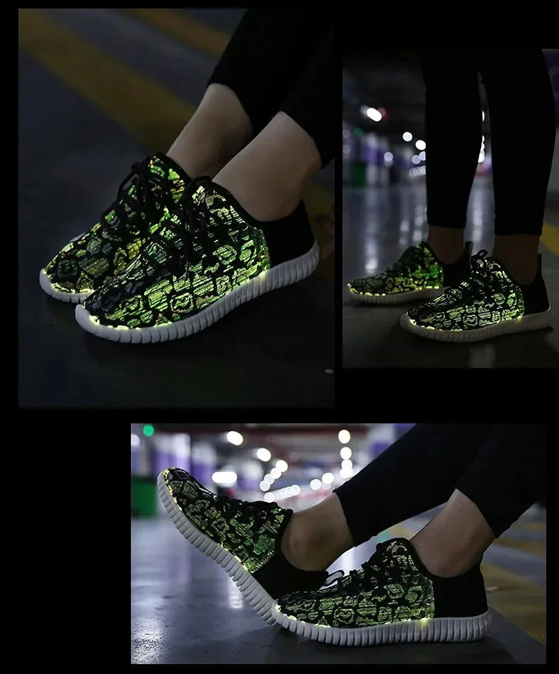 7ipupas LED Shoes for Boys Girls Women and Men Fiber Optic Shoes and Elastic Sole USB Rechargeable Lightweight Sneakers.