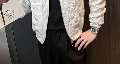 Man Coat Spring Autumn Black Jacket for Men Printed Zip V Clothing Fashion 2024 High Quality Cold Stylish Casual Luxury Designer.