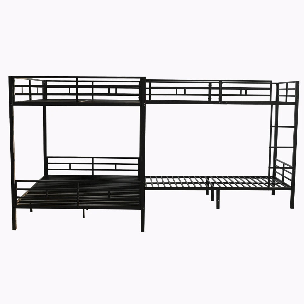 Eisenbett, Etagenbett, dreistufige Leiter, stabiles Gitter, Mehrbettkonfiguration, Betten in verschiedenen Größen, 90 x 200 cm und 140 x 200 cm
