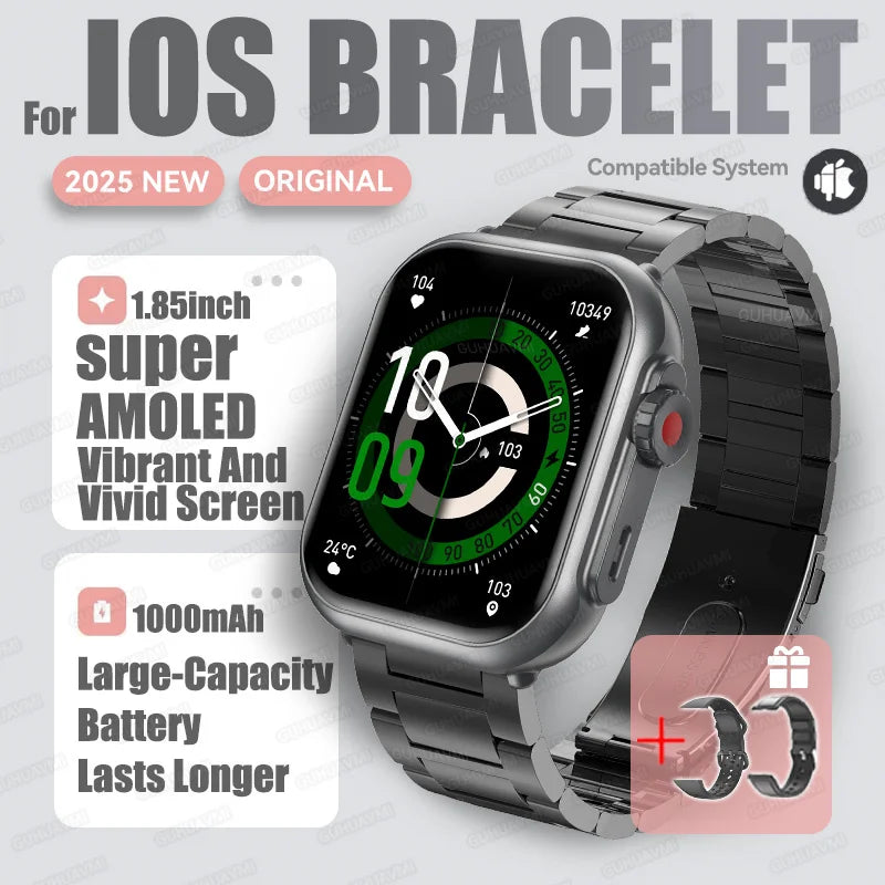 2025 New For Huawei Xiaomi Smart Watch Men Women 1.85-Inch HD AMOLED Full Touch Screen IP68 Waterproof Bluetooth Call SmartWatch