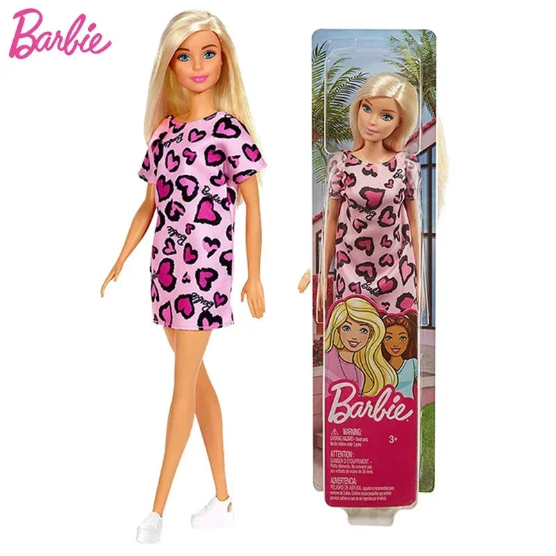 Original Mattel Barbie Fashionistas Doll Floral Dress with Sweet Casual Clothes and Accessories Toys for Girls Collection Gift.