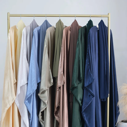 Batwing Satin Shimmer Abaya Damen Dubai Luxury Islam Muslim Kaftan Dress Women Kebaya Vestidos Djellaba Robe Femme Musulmane.