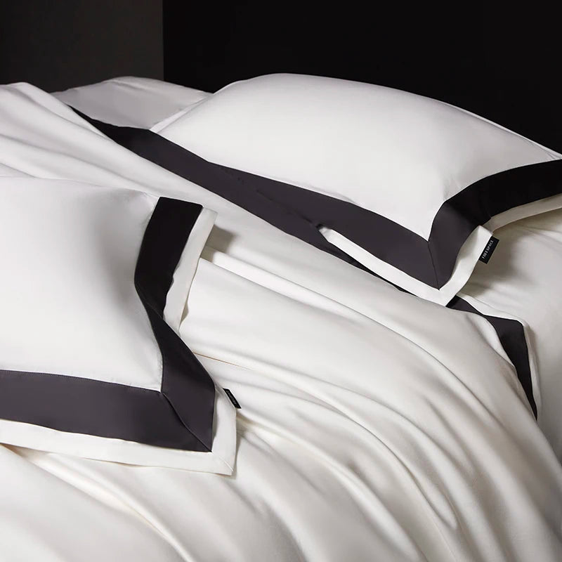 4Pcs Premium 1000TC Egyptian Cotton Solid Color Hotel Style Wide Edge Bedding Set Duvet Cover Bed Sheet/Fitted Sheet Pillowcases.