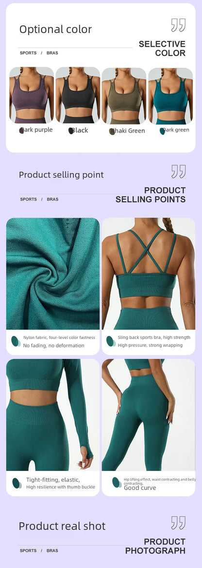 In-stock Women's Yoga Suit Five-piece Set Seamless Fitness Wear For Running Sports Top Leggings From Mainland China.