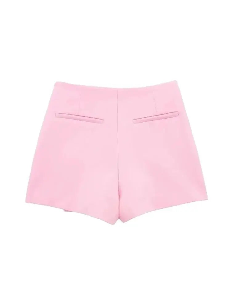 Women Fashion Asymmetric Pareo Style Self Overlay Shorts Skirts Vintage High Waist Side Zipper Female Skort Mujer.