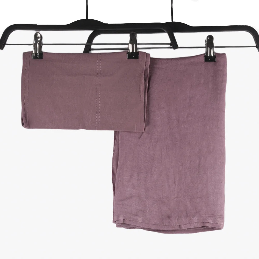 2pcs Set Modal Hijabs with Underscarf Caps Rayon Cotton Shawls for Women Plain Scarf Big Size Headscarf Islamic Turban Headband