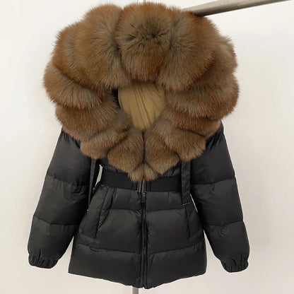 OFTBUY 2025 Winter Kleidung Puffer Jacke Frauen Echt Fox Pelz Mit Kapuze Dicke Warme 90% Weiße Ente Unten Mantel Weibliche Parkas wasserdicht