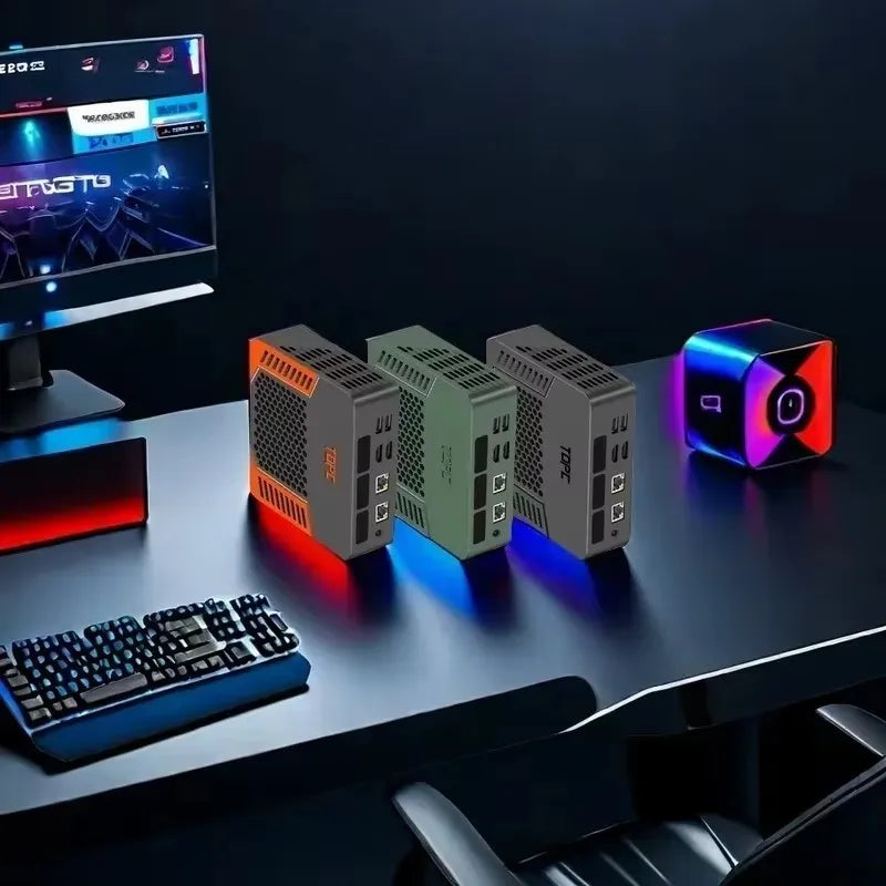 Mini PC Gaming AMD Ryzen 7 8845HS ES R9 7940HS ES Dual RJ45 LAN Desktop Computer Type-C USB4.0 thunderbolt 3/2 x HDMI2.0/4*USB.