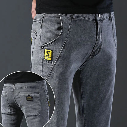 Men New Fashion Comfortable Slim Fit Jeans Male Loose Straight Smart Casual Denim Pants Regular Look Taller Elasticity Trousers.