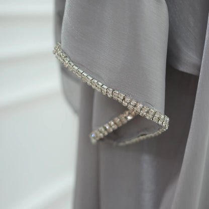 2025 New Abaya Set Shinny Dubai Abaya Cardigan Inner Dress Hijab 3pcs Set Islamic Clothing Women Abaya Muslim Dress