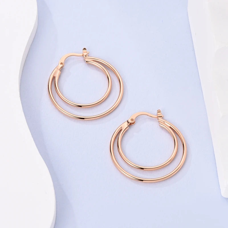 925 Sterling Silver Gold Color Circular Hoop Earrings Golden Earring Fit Original Charms Diy Fine Jewelry For Fashion Women