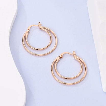925 Sterling Silver Gold Color Circular Hoop Earrings Golden Earring Fit Original Charms Diy Fine Jewelry For Fashion Women