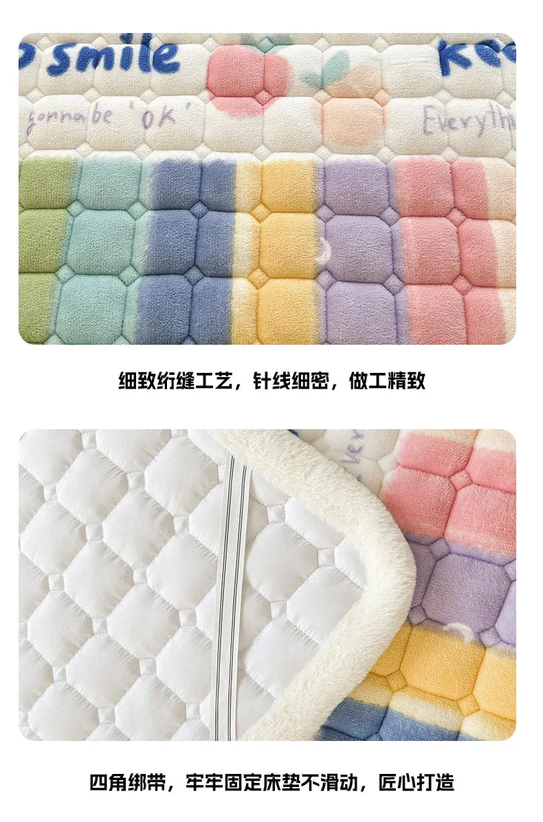 Winter Soft Thick Flannel Mattress Toppers Dormitory Single Double Bedspread Warm Bed Sheets Mattress Cover Fold Tatami Thin Mat