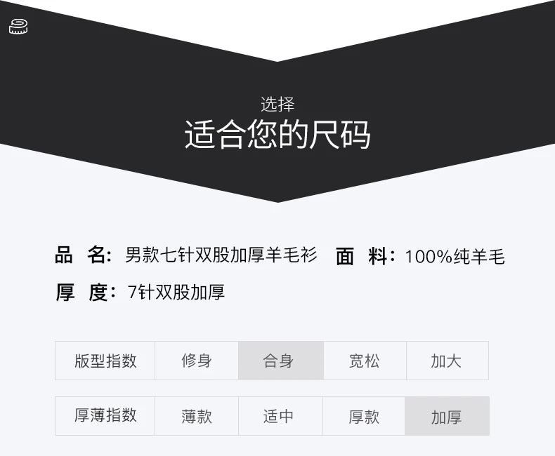 100% Merino Wool Men's Warm Sweater Mock Collar Thickened Zippered Cardigan Autumn Winter New Cashmere Knitted Long Sleeve Tops.