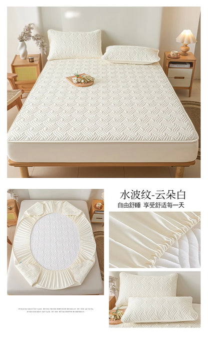 Dreamreal Cotton Thick Quilted Mattress Cover Anti-bacterial Anti-mite Mattress Protector Topper Pad Soft Fitted Sheet 6 Colors.