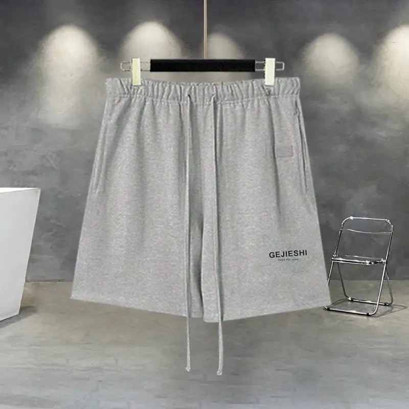 Korean Large Size Casual Sports Shorts Single Piece/suit Men Trend All-match Fashion Straight Leg Loose Half Pants Streetwear.