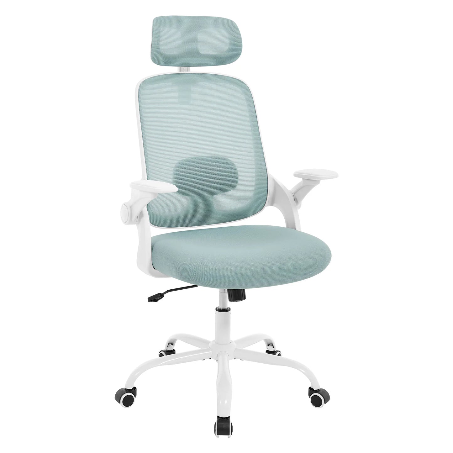 WOLTU Ergonomischer Netz-Bürostuhl, anhebbarer Gaming-Stuhl mit Kopfstütze, verstellbare Lordosenstütze, drehbarer Computerstuhl mit hoher Rückenlehne