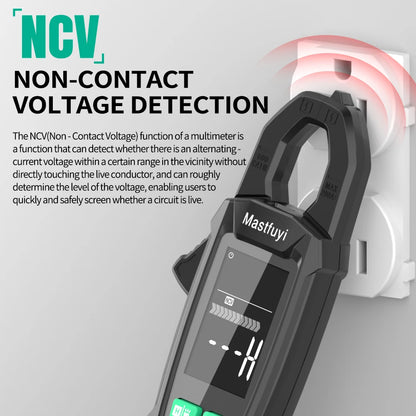 MASTFUYI AC-Stromzangenmessgerät, digital, 10.000 Zählungen, Multimeter, Amperemeter, Spannungsprüfer, Autoverstärker, Hz, Kapazität, NCV, Ohm-Werkzeug