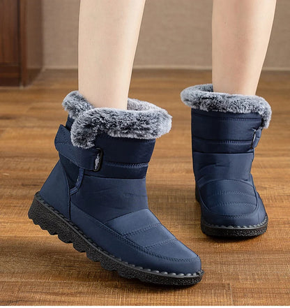 Boots 2025 Women's Boots Fur Botas Mujer Super Warm Winter Boots For Snow Women Low Heels Winter Shoes Woman Black Rubber Boot