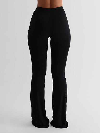 Frauen Casual Solide Farben Hohe Taille Schlaghosen Trendy Bootcut Hose Ausgestellte Leggings Hosen für Streetwear
