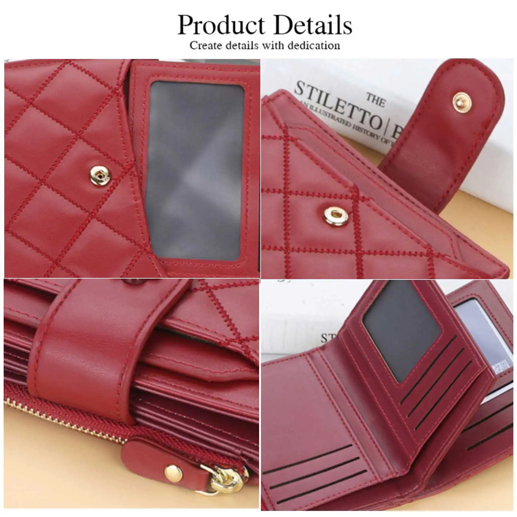 Argyle Multi-Card Trifold Zipper Coin Purse New Fashion Casual Women's Short Wallet Vertical Driver's License Buckle Card Holder.