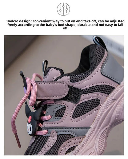 Kuromi Girl Shoe Spring Autumn Sanrios New Anime Figure Mesh Cloth Kawaii Cartoon Child Resistant To Dirt Sneakers Breathable.
